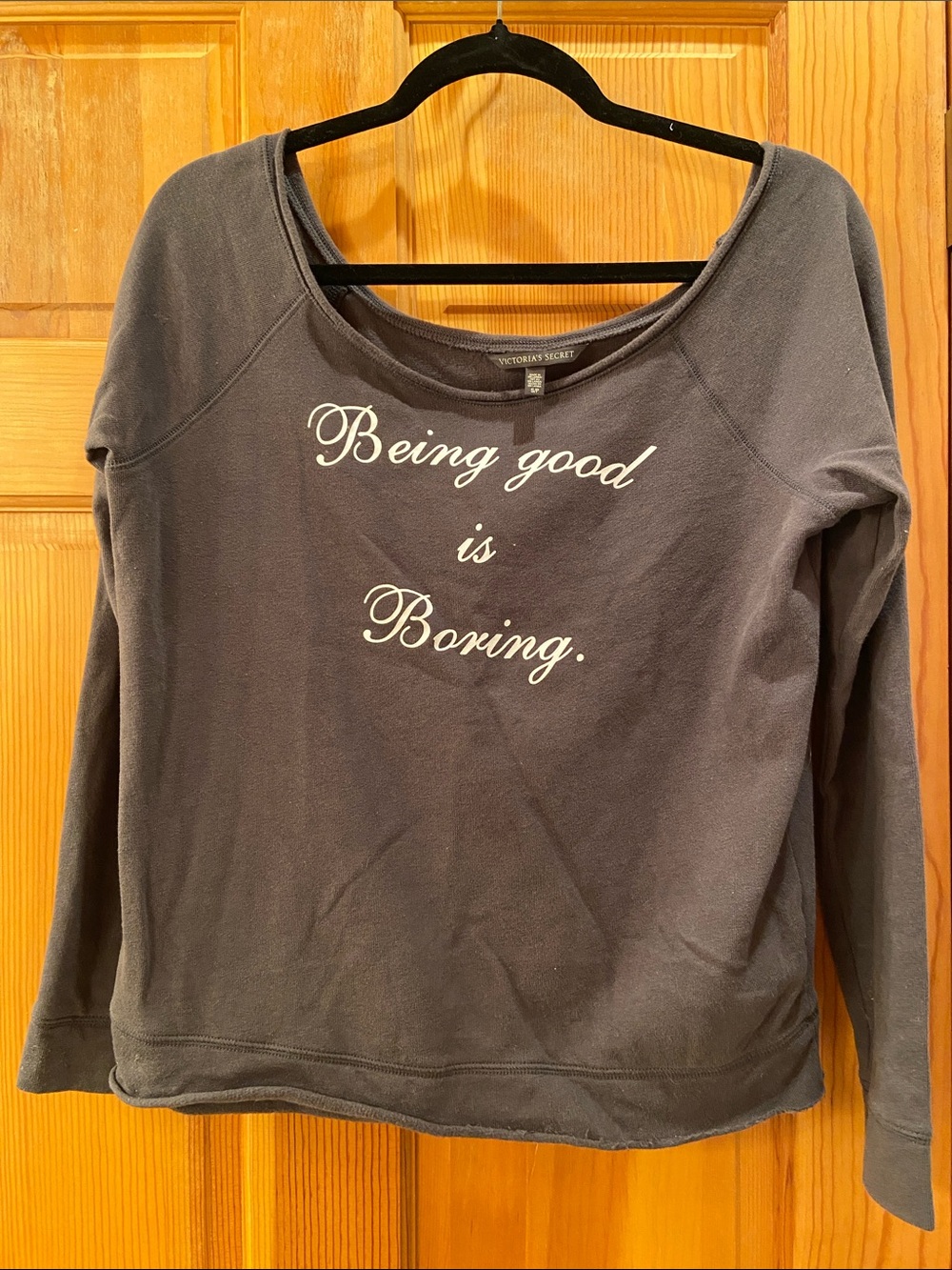 Victoria's Secret Charcoal Gray Sweatshirt with White Script